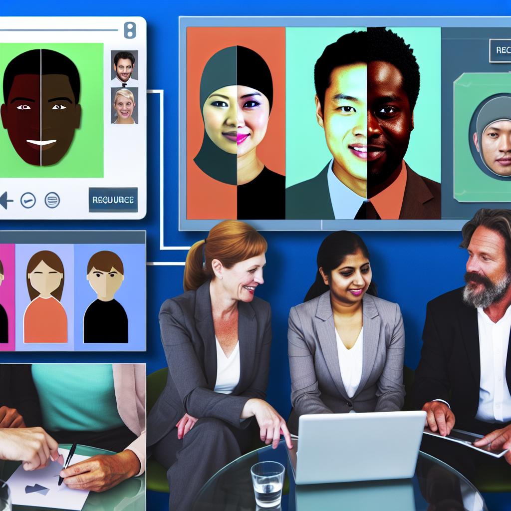 A vibrant and dynamic digital collage showcasing HubSpot's innovative recruitment features in action. Bright colors, modern graphics, and diverse representation of candidates and recruiters.